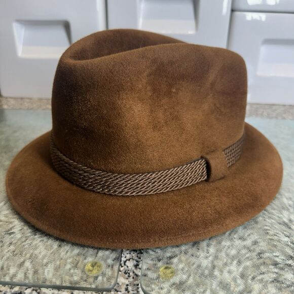 Vintage 1979 Dobbs Fifth Ave New York Fedora Hat Men's 7 1/8 Brown Fur Felt - Picture 3 of 16